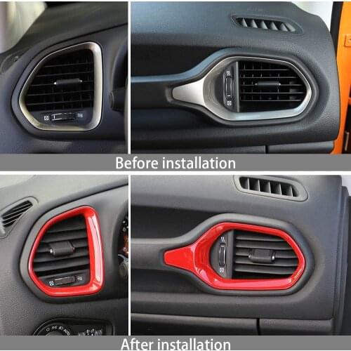 Camoo for Jeep Renegade 2015-2020 Dash Board Air Conditioner Outlet Vent Trim, Interior Accessories ABS 2pcs