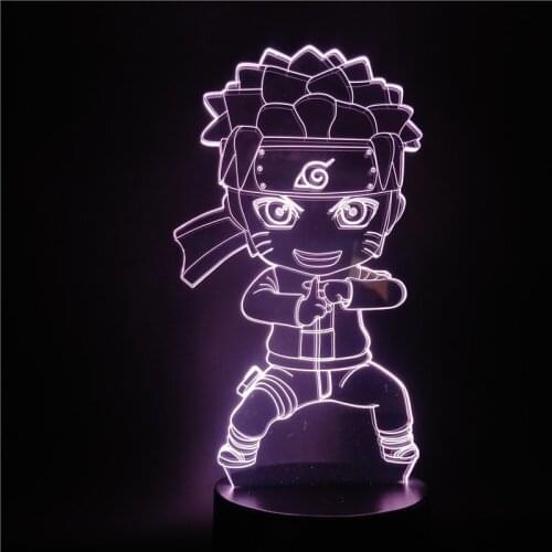 Naruto Figure Cute Uzumaki Naruto LED 3D Night Light for Children Bedroom Anime 3d Light Lamp Naruto Lampara Gifts Table Light