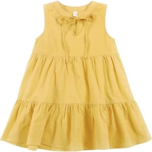 Girls'Dresses Summer New Baby Fashion Casual Style Vest Dress For Girl Child 4-12Y Solid Color Princess Dress Children Clothes