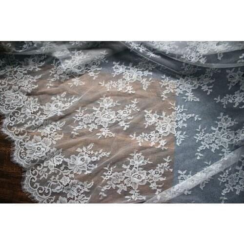 Glace 3M/Lot high quality soft skin eyelash lace fabric DIY clothing wedding fabric for dress accessories home curtain TX665