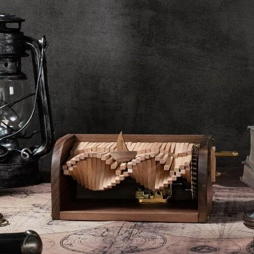 GY Wooden Hand-Cranked Music Box DIY Birthday Chinese Valentines Day Gift for Men and Women Music Box