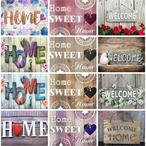 HUACAN 5d Diamond Painting Full Drill Square Text Diamond Embroidery Welcome Home Rhinestones Mosaic Sale Decortion