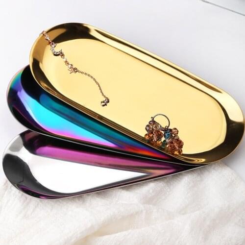 Kitchen Plate Stainless Gold Dining Plate Stainless Steel Dessert Plate Nordic Style Nut Fruit Cake Tray Snack Western Steak