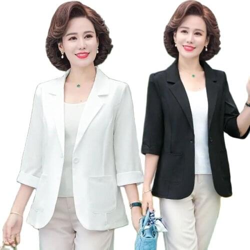 Summer Thin Mid-sleeve Womens Small Suit 2021 Womens New Jacket Womens Summer Short Casual Suit Three-Quarter Sleeves Commute