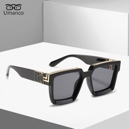 Fashion Square Sunglasse for Men Women Gradient Steampunk Male Female Couples Eyeglasses Cool PC Frame AC Lens INS White Black