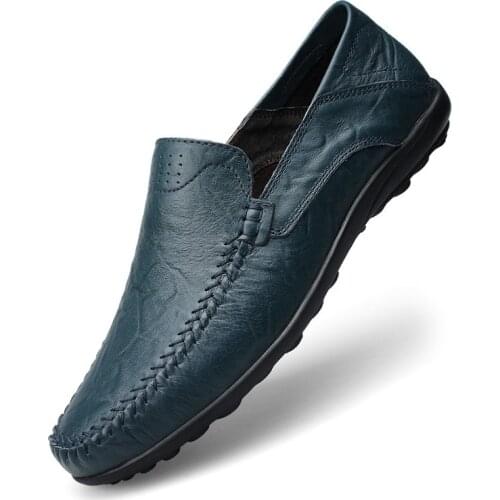 Genuine Leather Men Shoes Summer Luxury Brand 2020 Casual Slip on Formal Loafers Men Moccasins Black Male Driving Shoes