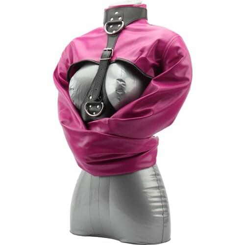 Fetish Erotic PU Leather Strait Jacket Open Breast Straitjacket BDSM Bondage Restraints Harness Adult Games Sex Toys for Couples