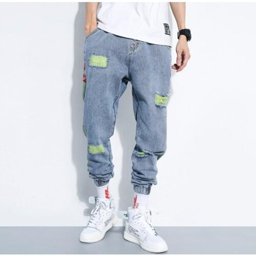 Men Harlan Jeans Men Pants Blue Jeans Trend Hole Pants Street Fashion Jeans New Hip-Hop Men' Pants Casual Pants Size M-5XL