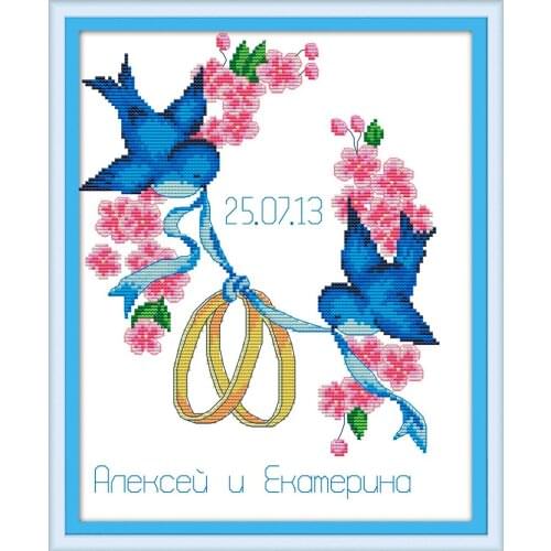 Ring - pigeon cross stitch kit aida 14ct 11ct count print canvas stitches embroidery DIY handmade