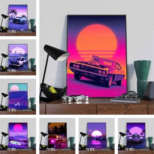 Wall Art Modular Car Evening Canvas Home Decoration Pictures HD Printed Colorful Scenery Paintings Living Room Artwork Framed