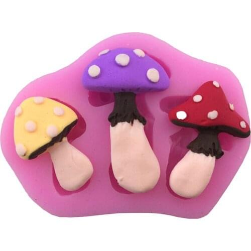 The New 3 Mushrooms Decorated Liquid Silicone Mold Fondant Cake Mold M031