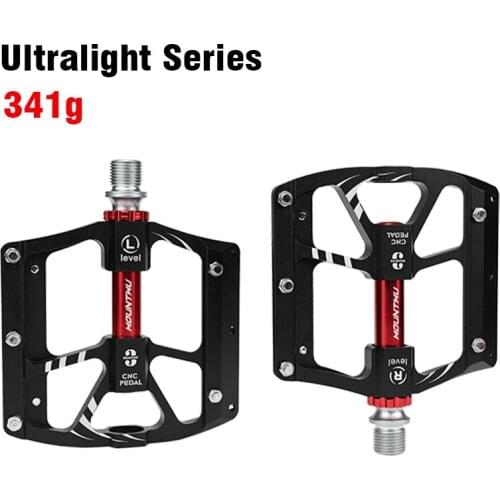 Aluminum alloy Bicycle Pedals Folding Mountain Bike Pedals Lightweight 341g Titanium / Blue / Red / Black 3 Sealed Bearing Pedal