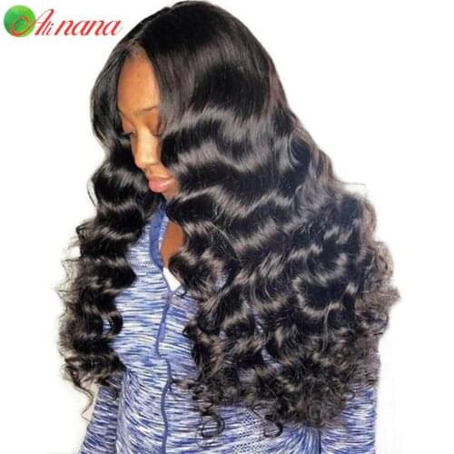 Peruvian Loose Deep Wave Frontal Wig Human Hair Wigs 180% Density Pre Plucked Bleached Knots Remy 4x4 Lace Closure Wig For Women