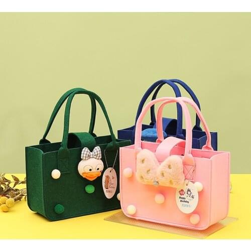 Gift Box with Handles Baby Shower Birthday Hand Felt Bags Cute Gift Bag Cartoon Candy Box Chocolate Packaging Bags for Guests
