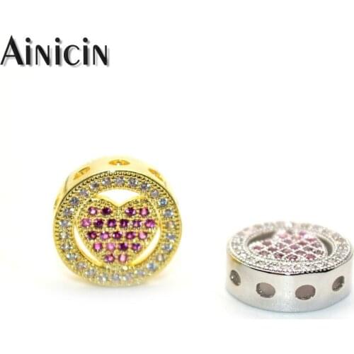 Red Heart In Coin Shape Charms Rhinestone Crystal Setting Connectors 4x12mm Fashion Bracelet DIY Jewelry Making Findings #GD