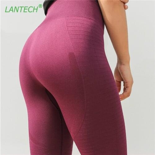 LANTECH Sports Women Running Yoga Pants Sportswear Fitness High Waist Leggings Exercise Gym Compression Tights Pants Trousers