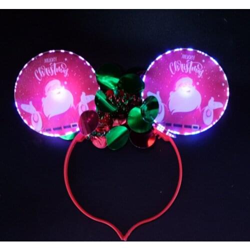 12pcs Luminous Hair Ornaments Santa Claus Head Wear Led New Christmas Headband Festival Halloween Decoration Adults Children