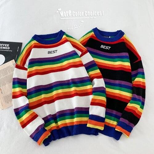 2020 Autumn and Winter New Couple Striped Sweater High Quality Fashion Casual Comfortable Pullover Sweater Men and Women Sweater