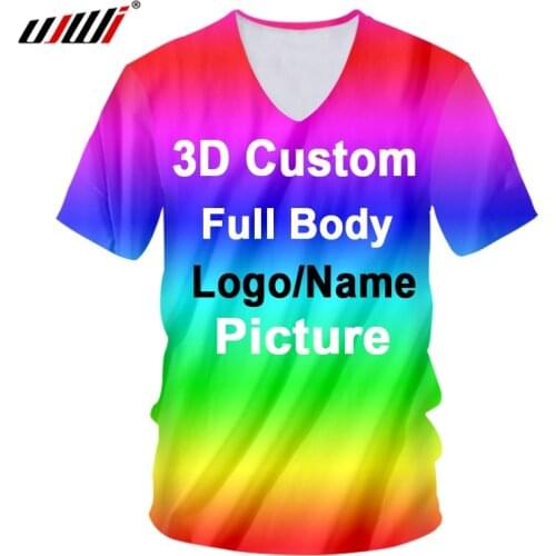 UJWI Streetwear Mens V Neck Tshirt Quality 3d Printing Summer Clothing Short Sleeve Tops wholesale lots bulk bundles oversize