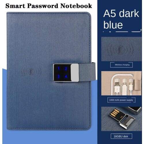 Smart notebook password lock notepad wireless charging tape U disk charging intelligent digital touch password lock notebook