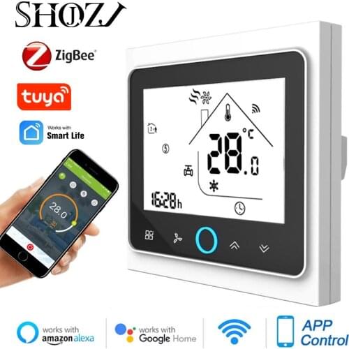 Zigbee Smart Thermostat 4p Central Air Conditioning Cooling/heating System Room Temperature Controller for Fan Coil Unit FCU