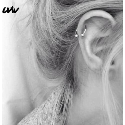 UVW037 1pc Trendy Surgical Steel C Shape Segment Tragus Fake Septum Nose Rings Stud Helix Piercing Body Jewelry Women Earrings