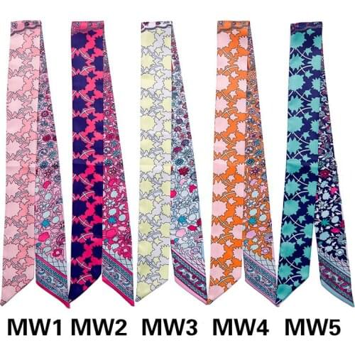 5*100cm Narrow Silk Scarf Ethnic Style Totem Printing Skinny Scarves Decorative Belt Head Band Wrapped Ribbon Fashion Print