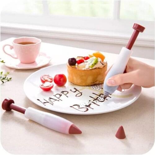 1PC Pastry Cream Chocolate Decorating Syringe Silicone Plate Paint Pen Cake Cookie Ice Cream Decorating Pens