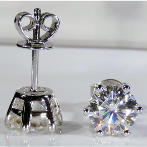 10K Au417 White Gold Women Stud Earrings Moissanite Diamonds 2 Carat Round Elegant Wedding Party Engagement Anniversary Trendy