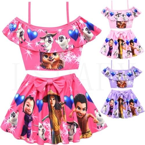 Disney Summer Raya and The Last Dragon swimming Kids girls princess dresses with children Fashion cartoon Swimsuit costume 2pcs