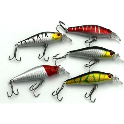Big Sale 5pcs Minnow Fishing Lure Hard Plastic Artificial Lure Bass Baits 3D Fish Eyes Fishing Tackle With Treble Hooks 8cm 8.5g