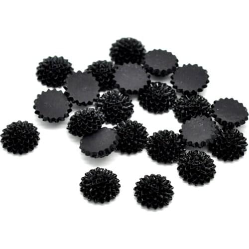 50Pcs Black NOT Hole 15x6mm Resin Flowers Loose Beads Flatback Cabochon Scrapbooking Jewelry Finding Making Accessories
