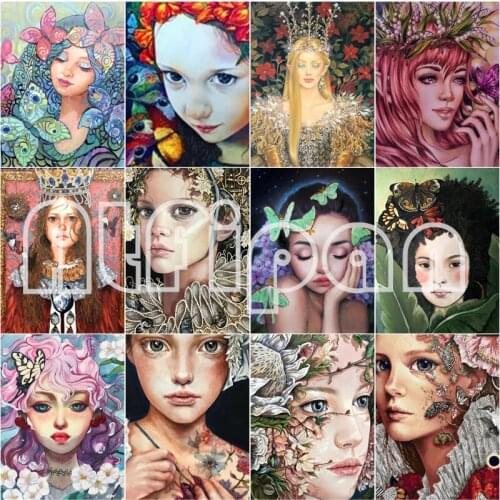 5D Diamond Painting Cartoon Girl Portrait Kit Full Drill Square Embroidery Mosaic Art Picture With Rhinestones Home Decor Gift