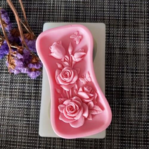Butterfly Flower Soap Silicone Mold Gypsum Chocolate Candle Candy Mold Clay Resin HC0124 PRZY Rose Moulds Eco-friendly