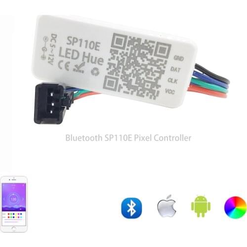 SP110E Bluetooth WS2812 Pixel Strip Controller WS2811 WS2812B Dimmer SK6812 RGB RGBW APA102 WS2801 pixels Led Strip IOS Android