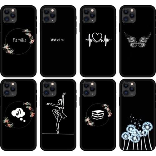 Black tpu case for iphone 5 5s se 2020 6 6s 7 8 plus x 10 XR XS 11 12 mini pro MAX back cover Black Matte