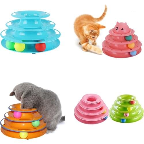 Four Levels Pet Cat toy Tower Tracks Disc Cat Intelligence Amusement triple pay disc cat toys ball Training Amusement Play