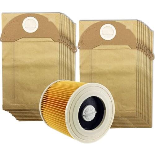For Karcher Wet&Dry WD2 Vacuum Cleaner Filter And 20 Dust Bags