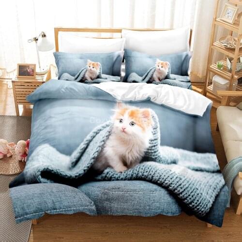 Cute Cats Pet Bedding Set Modern 3d Duvet Cover Sets Comforter Bed Linen Twin Queen King Single Size Kids Lovely Animal Gift