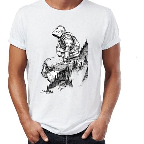 Summer Mens T-shirt Iron Giant The Gentle Giant Artsy Awesome Artwork Printed Tshirt Cool Tees Tops Harajuku Streetwear