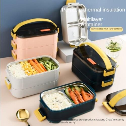 Stainless Steel Multi-layer Insulated Lunch Box Preservation Household Water Injection Sealing Compartment Food Supplement Box