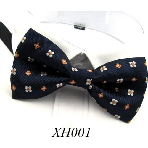 Fashion Lucky Flower Navy Blue Bowties Groom Men Cravat gravata Male Marriage Butterfly Wedding Bow Ties For Men