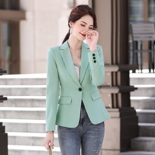 Fashion Blazer For Women Long Sleeve Green Black Coat Office Lady Work Suit Jacket Female Autumn Outwear 2021 New Plus Size