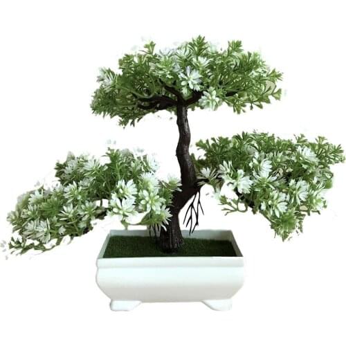 New Ganoderma Tree Lotus Pine Tree Simulation Plant Flower Bonsai Set Small Potted Green Plant Home Decor Table Top Decoration C