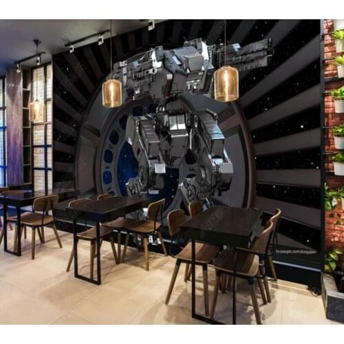 Papel de parede Cool spaceship robot mech bar KTV background wall 3D wallpaper mural,living room home decor