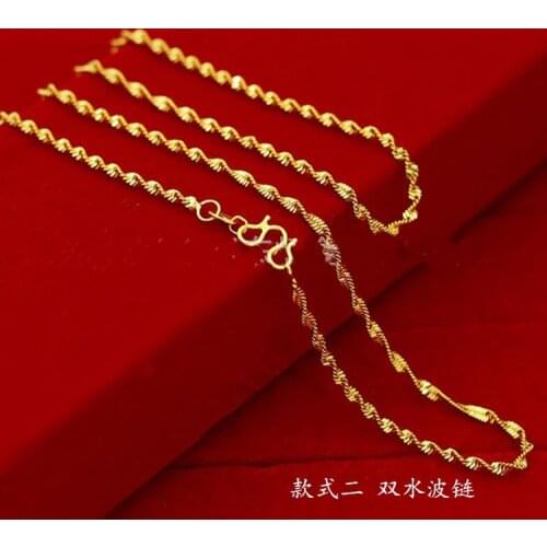 Gift Imitation gold geometric 3D chain necklace ladies clavicle water wave chain box chain snake bone hot necklace jewelry