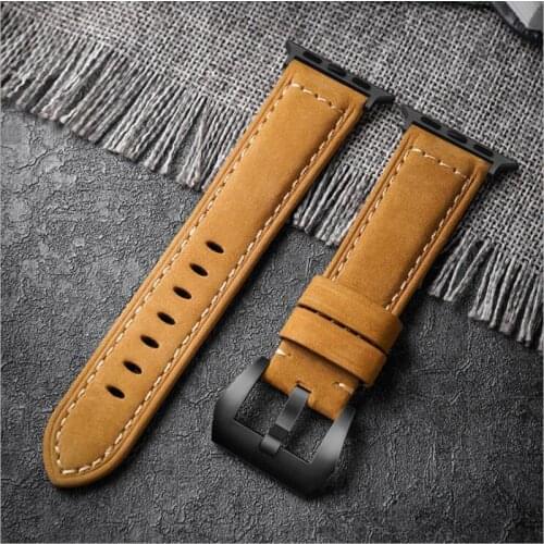 Onthelevel Crazy Horse Leather Frosted Suede Strap Apple Watch Bands 42mm Watchbands Reloj Watch Accessories for iWatch 1/2/3/4