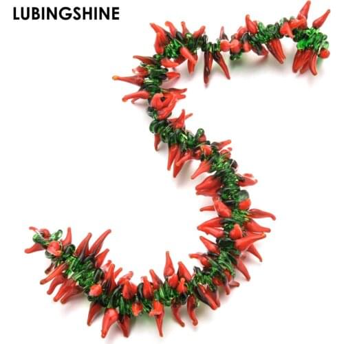 Handmade Red Chilli Lampwork Beads For DIY Pendant Necklace Bracelet Charms Jewelry Making Red Pepper Lampwork Glass Beads