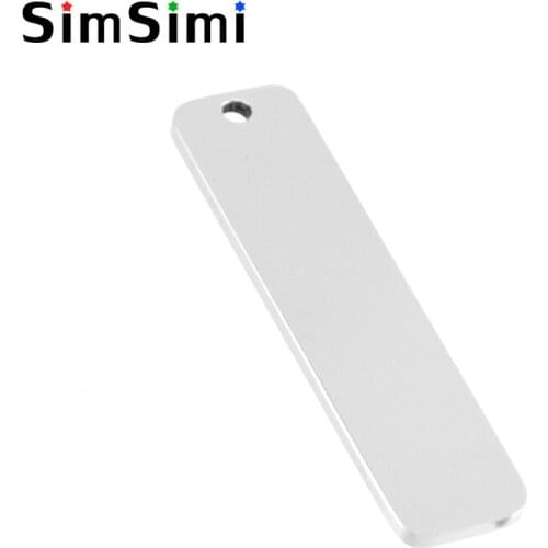 Simsimi 40*10mm oblong rectangle diy Bar Pendant small Necklace charm both sides mirror polished stainless steel wholesale 10pcs