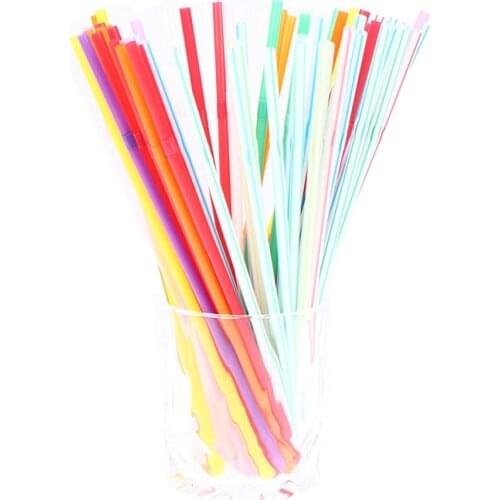 200Pcs Drinking Straws Long Flexible Wedding Party Supplies Plastic Drinking Straws Kitchen Accessories 0.5X2.1cm